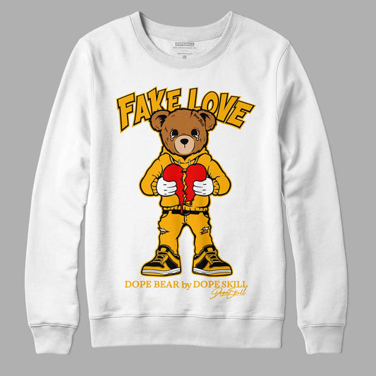 Goldenrod Dunk DopeSkill Sweatshirt Fake Love Graphic - White 