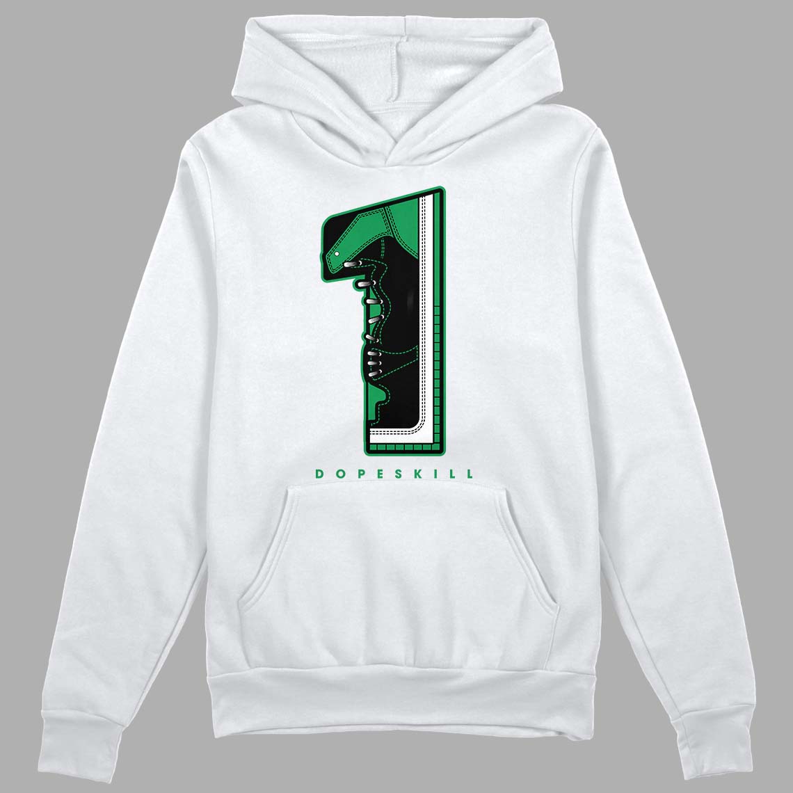 Jordan 1 Low Lucky Green DopeSkill Hoodie Sweatshirt No.1 Graphic Streetwear - White