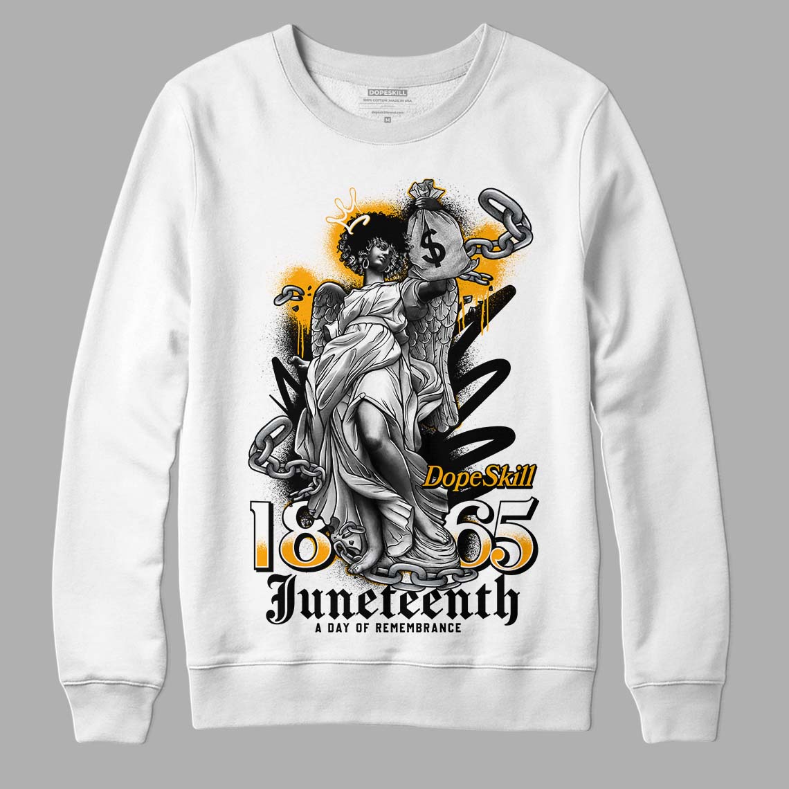 Black Taxi 12s DopeSkill Sweatshirt Juneteenth Graphic - White 