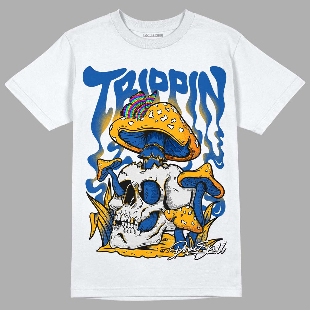 Dunk Blue Jay and University Gold DopeSkill T-Shirt Trippin Graphic Streetwear - White