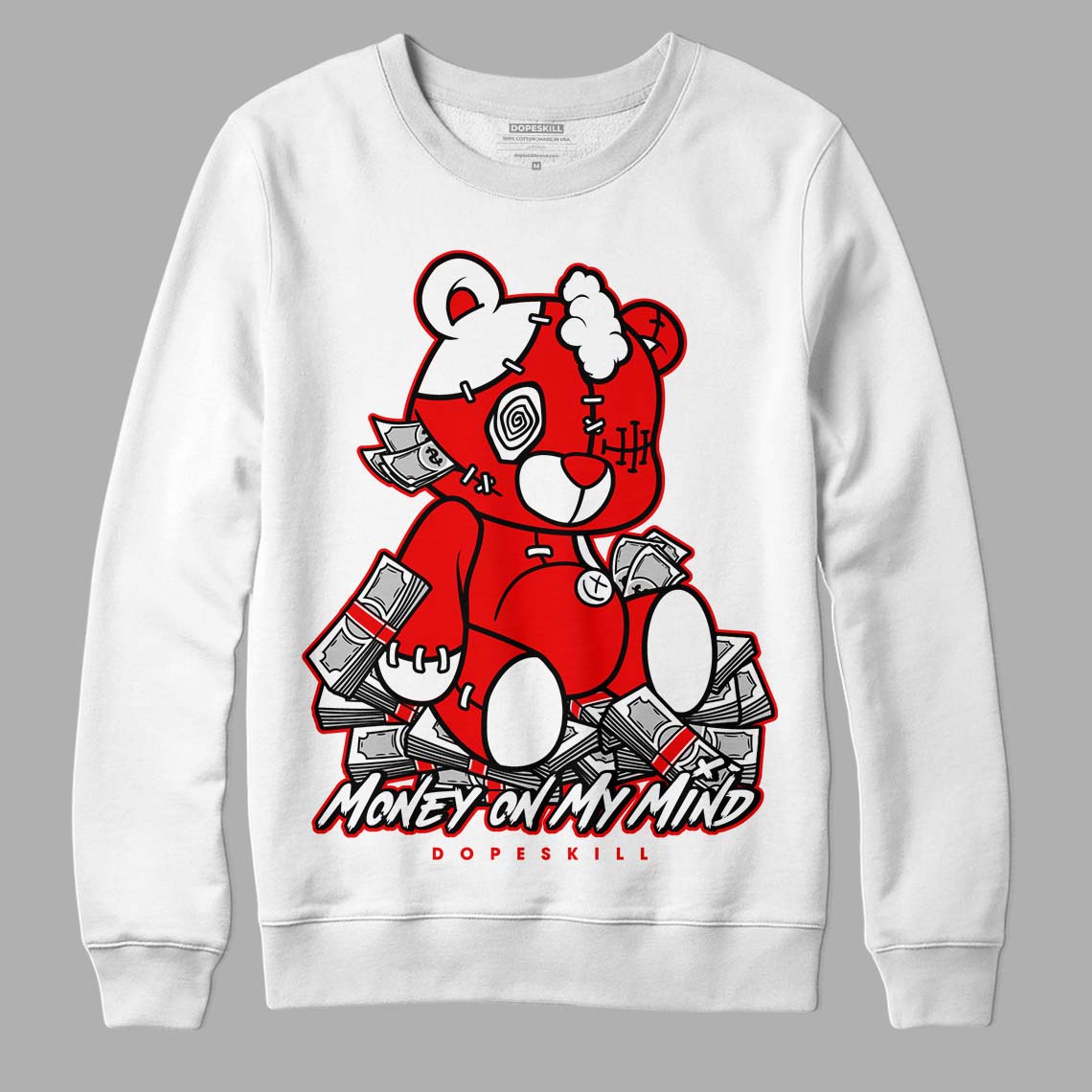 Cherry 11s DopeSkill Sweatshirt MOMM Bear Graphic - White