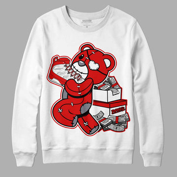 Gym Red 9s DopeSkill Sweatshirt Bear Steals Sneaker Graphic - White 