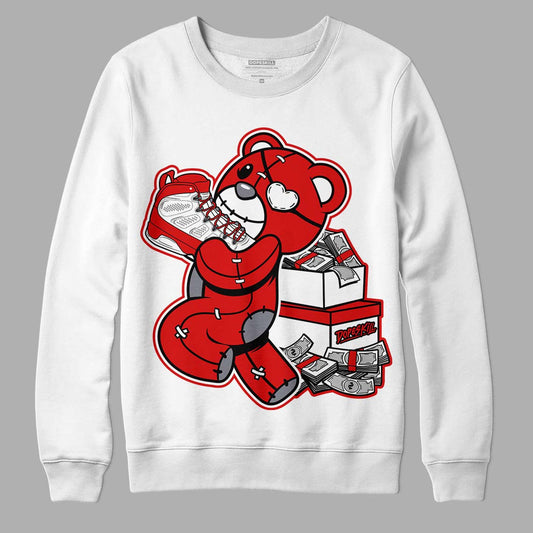 Gym Red 9s DopeSkill Sweatshirt Bear Steals Sneaker Graphic - White 