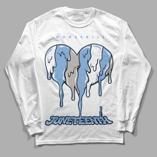Jordan 5 Retro University Blue DopeSkill Long Sleeve T-Shirt Juneteenth Heart Graphic Streetwear - White 