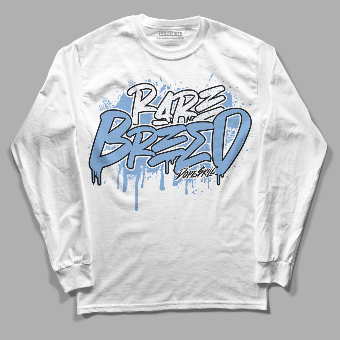 Jordan 5 Retro University Blue DopeSkill Long Sleeve T-Shirt Rare Breed Graphic Streetwear - White