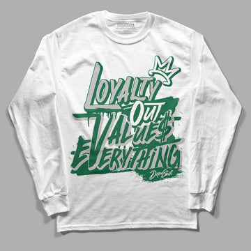 Gorge Green 1s DopeSkill Long Sleeve T-Shirt LOVE Graphic - White 