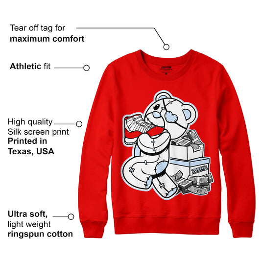 Cherry 11s DopeSkill Varsity Red Sweatshirt Bear Steals Sneaker Graphic