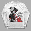 Black Metallic Chrome 6s DopeSkill Long Sleeve T-Shirt Broken Heart Graphic - White