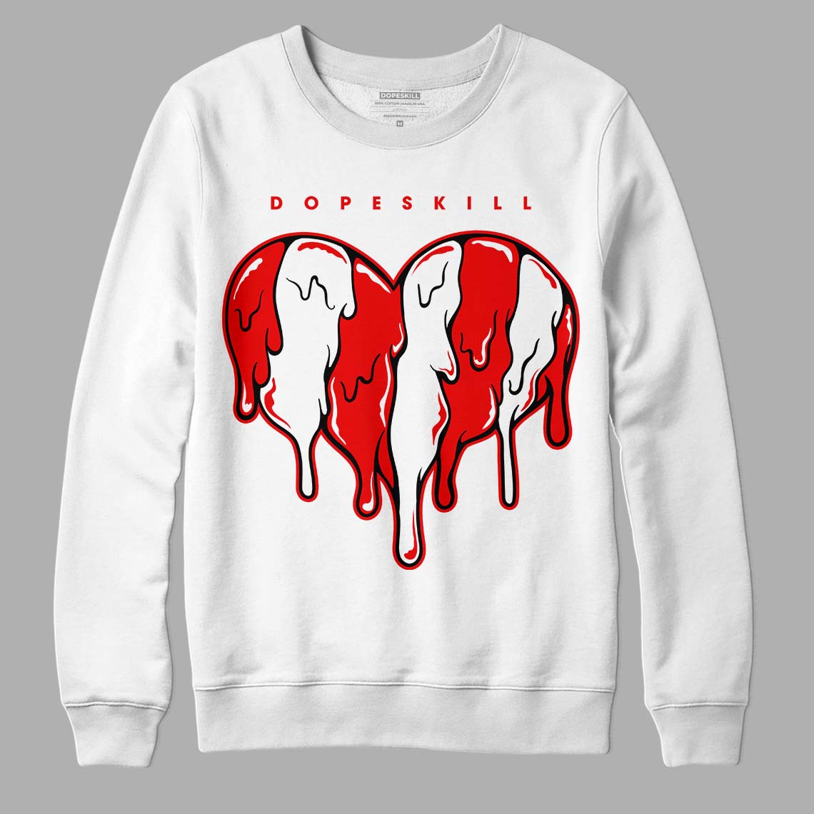 Cherry 11s DopeSkill Sweatshirt Slime Drip Heart Graphic - White