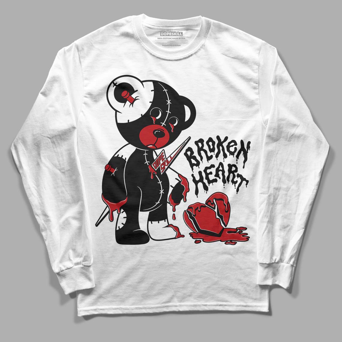 Jordan 13 Retro Playoffs DopeSkill Long Sleeve T-Shirt Broken Heart Graphic Streetwear - White