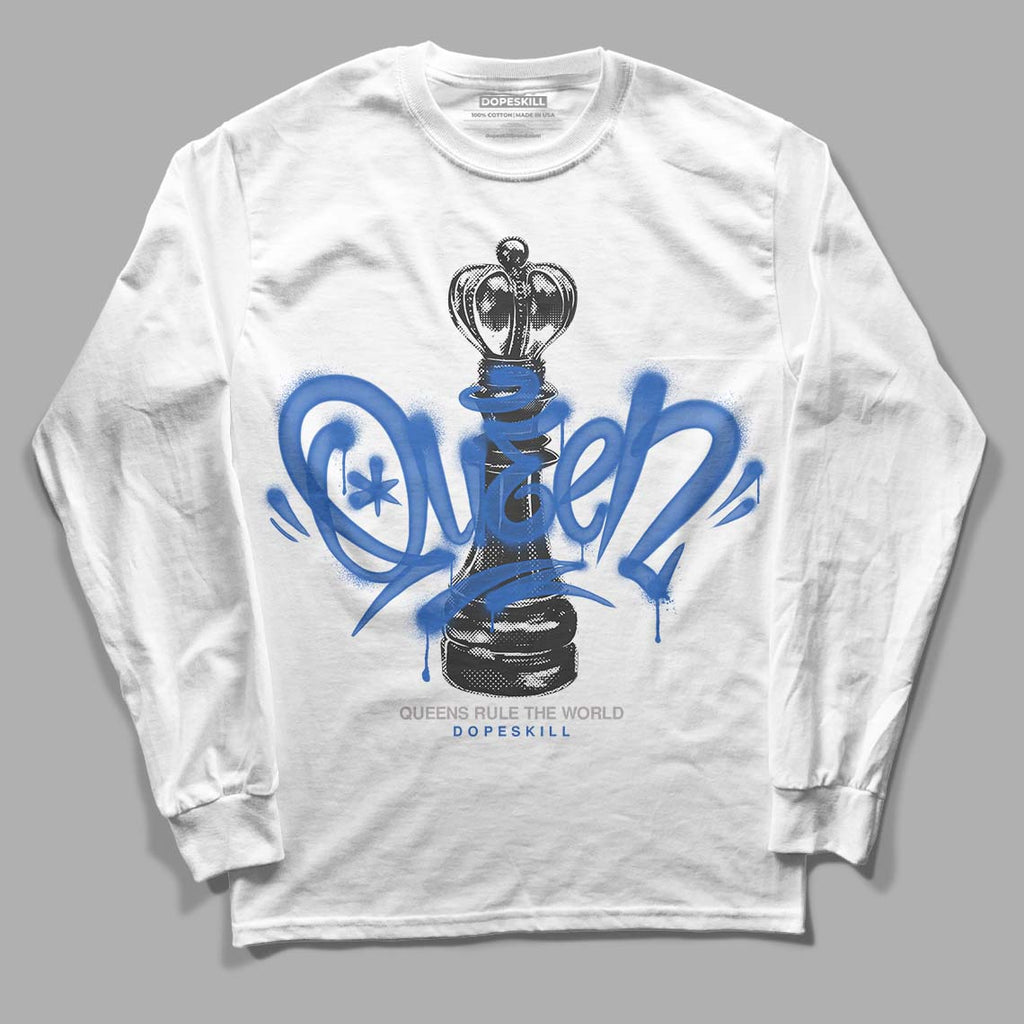 Jordan 1 High OG "True Blue" DopeSkill Long Sleeve T-Shirt Queen Chess Graphic Streetwear - White