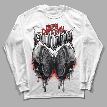 Fire Red 9s DopeSkill Long Sleeve T-Shirt DopeSkill Evolution Graphic - White 