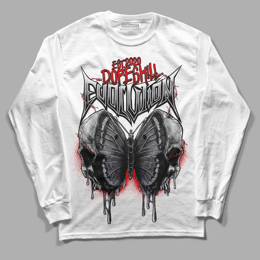 Fire Red 9s DopeSkill Long Sleeve T-Shirt DopeSkill Evolution Graphic - White 