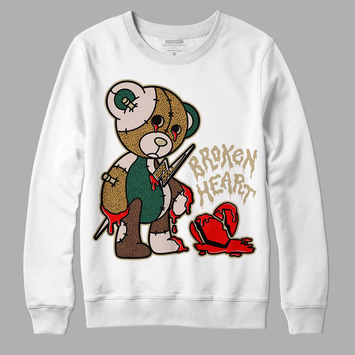 Safari Dunk Low DopeSkill Sweatshirt Broken Heart Graphic - White 