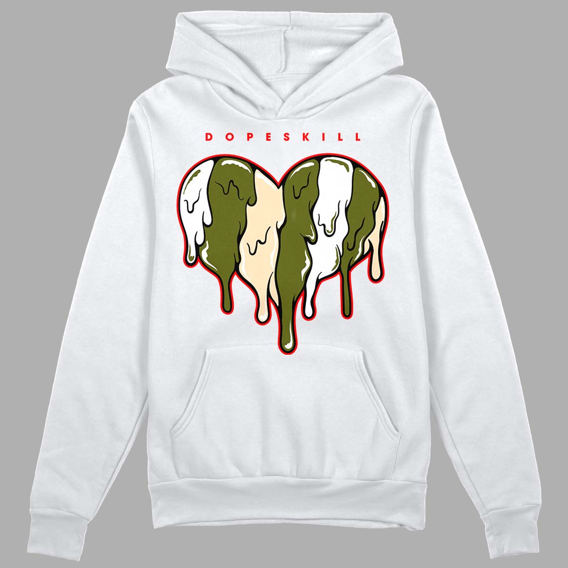 Travis Scott x Jordan 1 Low OG “Olive” DopeSkill Hoodie Sweatshirt Slime Drip Heart Graphic Streetwear - White