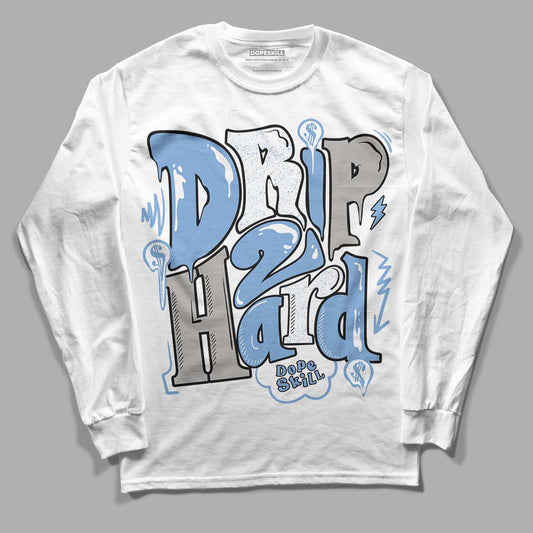 Jordan 5 Retro University Blue DopeSkill Long Sleeve T-Shirt Drip Too Hard Graphic Streetwear - White