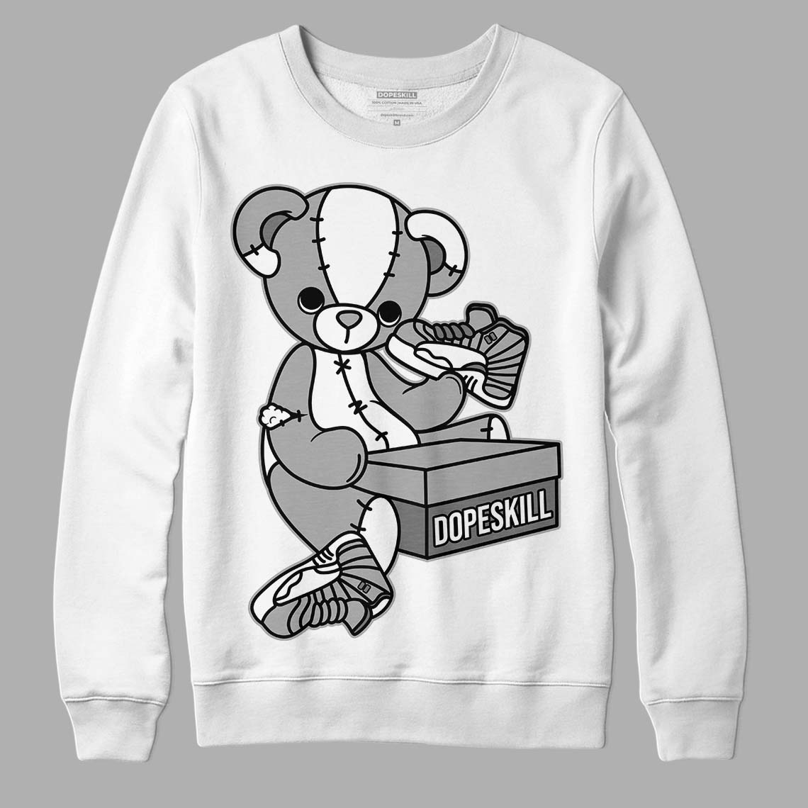 Stealth 12s DopeSkill Sweatshirt Sneakerhead BEAR Graphic - White 