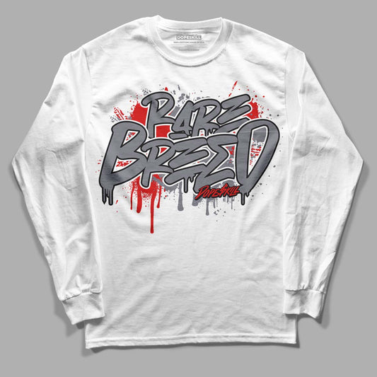 Fire Red 9s DopeSkill Long Sleeve T-Shirt Rare Breed Graphic - White 