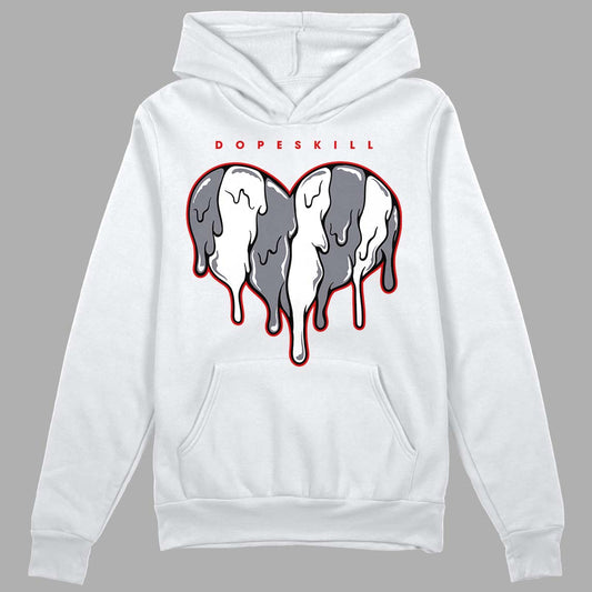 Fire Red 9s DopeSkill Hoodie Sweatshirt Slime Drip Heart Graphic - White 