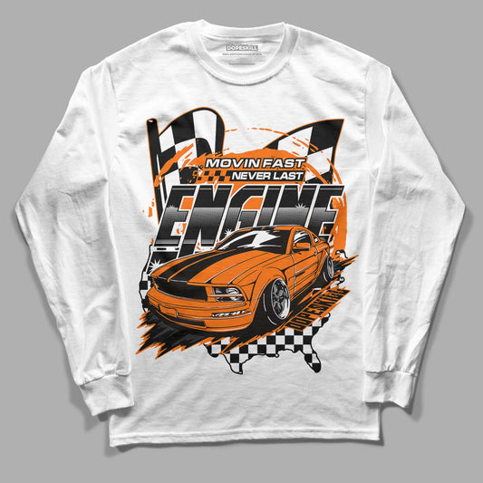 Orange Black White DopeSkill Long Sleeve T-Shirt ENGINE Tshirt Graphic - White 