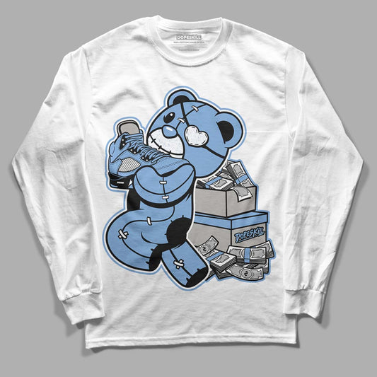 Jordan 5 Retro University Blue DopeSkill Long Sleeve T-Shirt Bear Steals Sneaker Graphic Streetwear - White