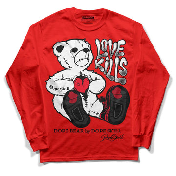 Red Thunder 4s DopeSkill Red Long Sleeve T-Shirt Love Kills Graphic