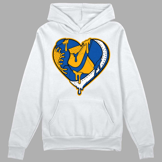 Dunk Blue Jay and University Gold DopeSkill Hoodie Sweatshirt Heart Jordan Graphic Streetwear - White