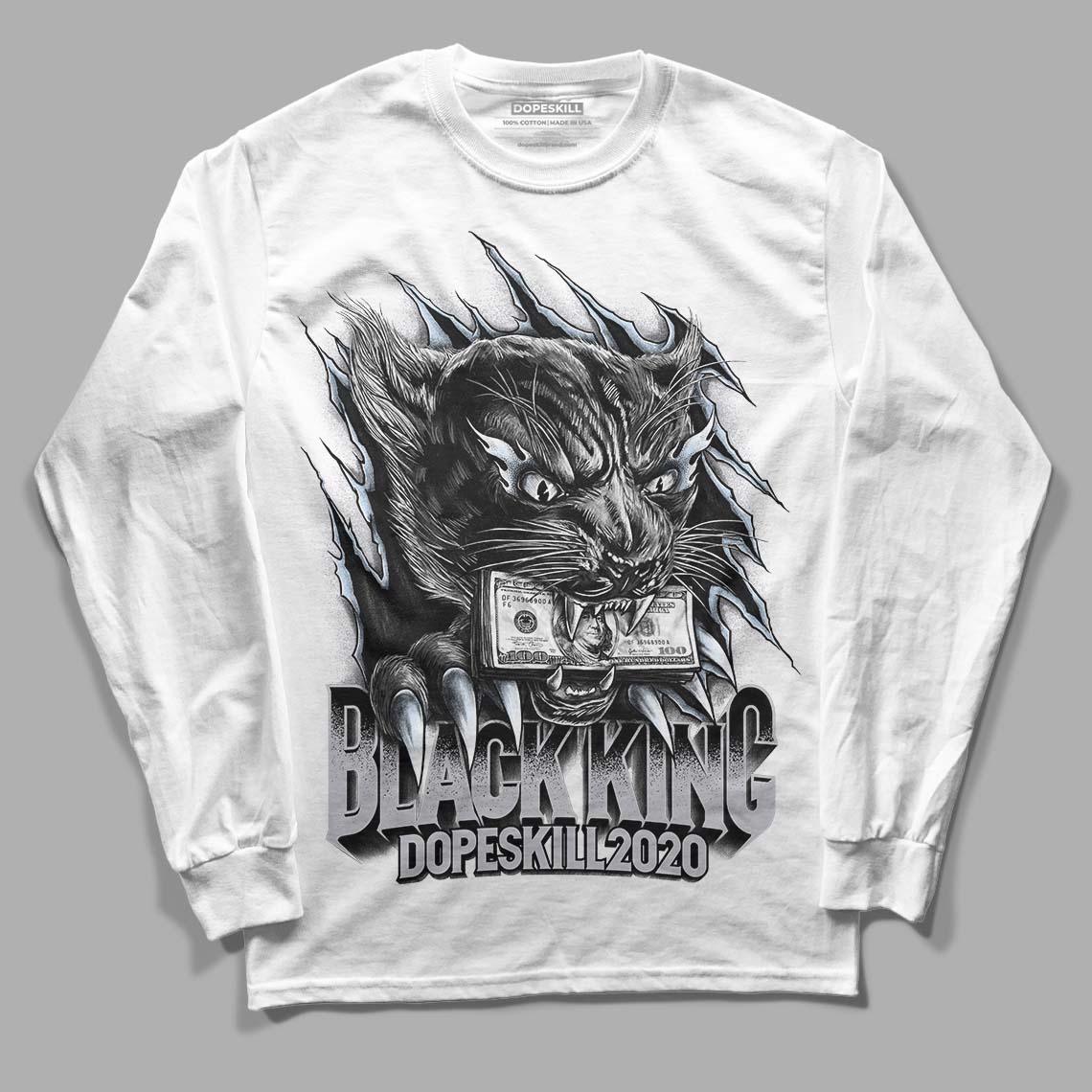 Jordan 11 Retro Low Cement Grey DopeSkill Long Sleeve T-Shirt Black King Graphic Streetwear - White