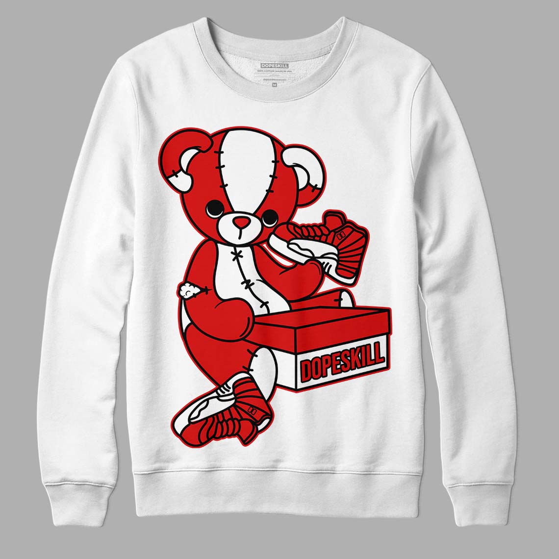 Jordan 12 Retro ‘Gym Red’ DopeSkill Sweatshirt Sneakerhead BEAR Graphic Streetwear - White 