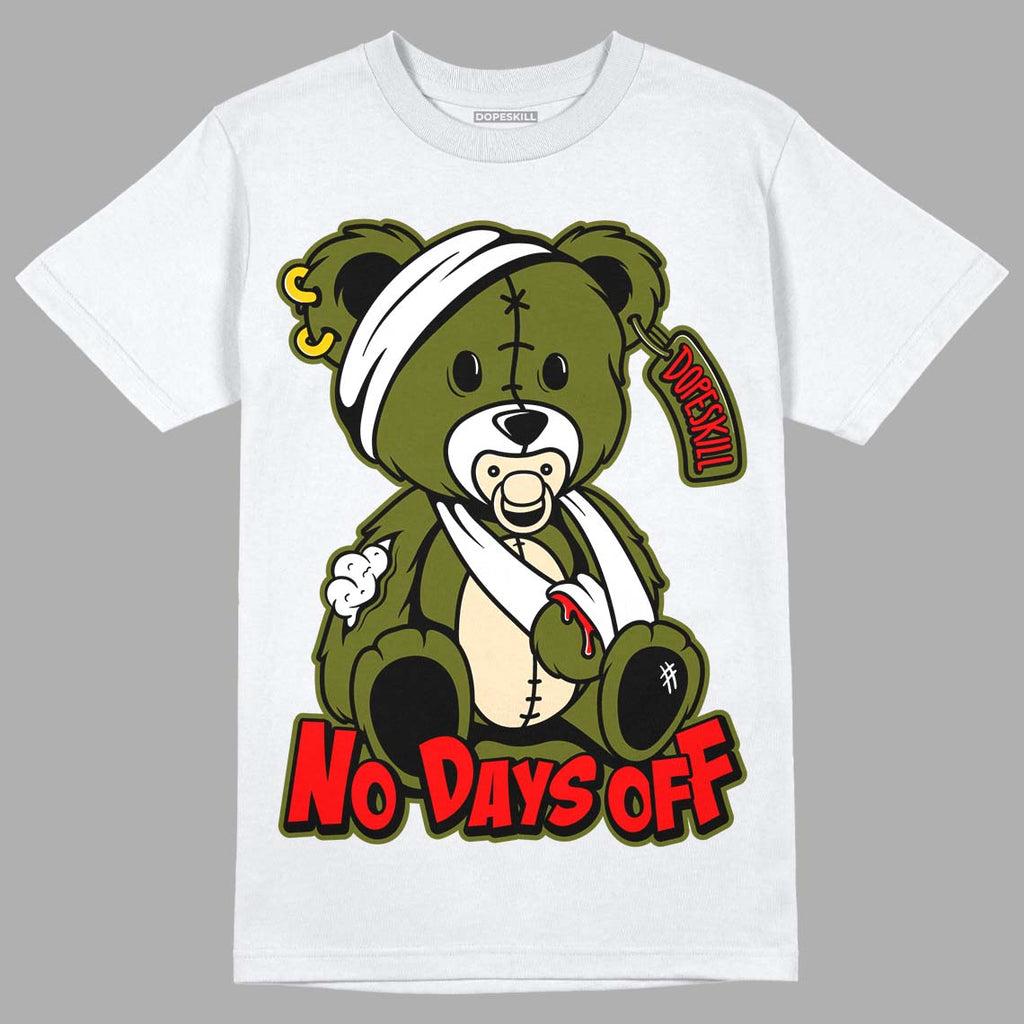 Travis Scott x Jordan 1 Low OG “Olive” DopeSkill T-Shirt Hurt Bear Graphic Streetwear - White