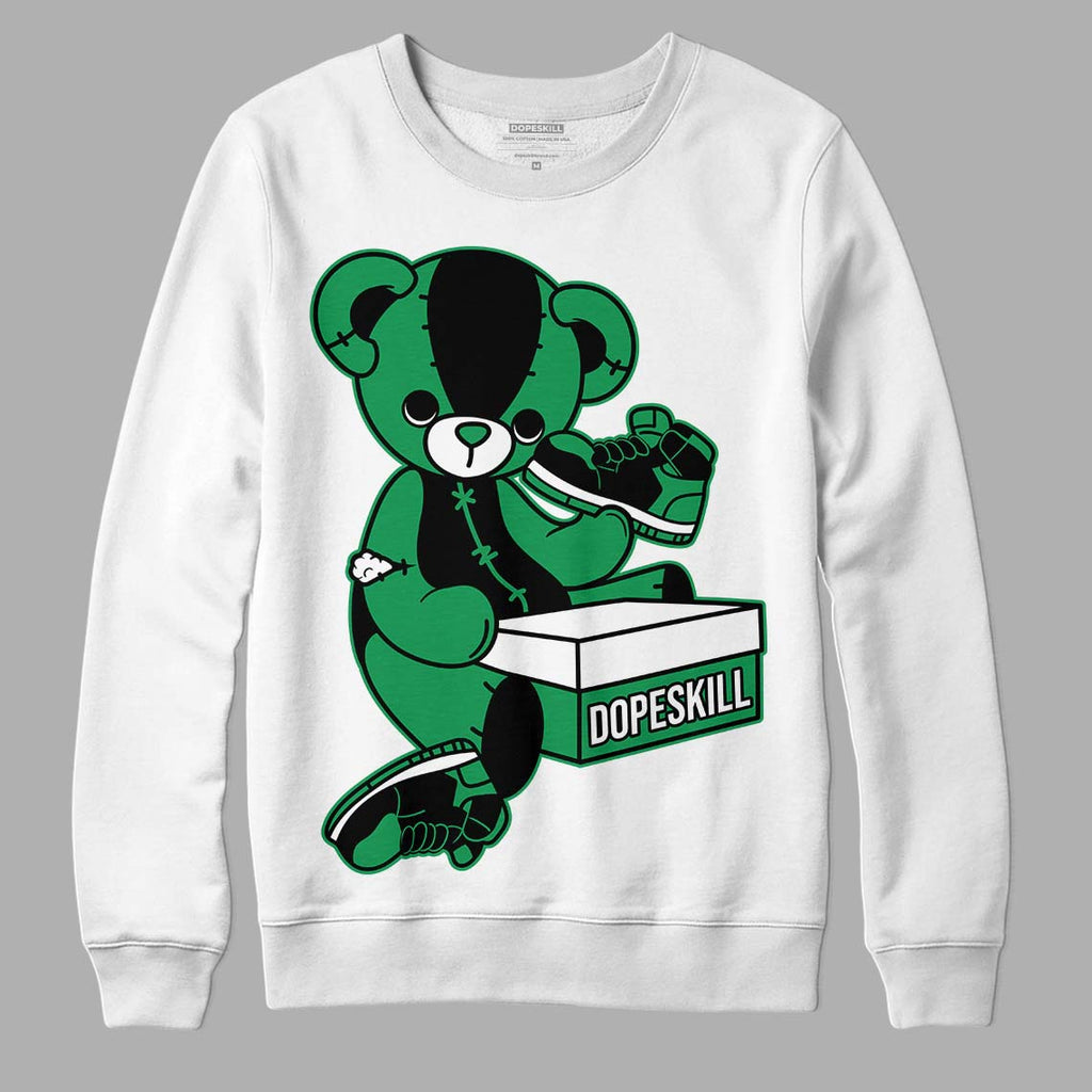 Jordan 1 Low Lucky Green DopeSkill Sweatshirt Sneakerhead BEAR Graphic Streetwear - White