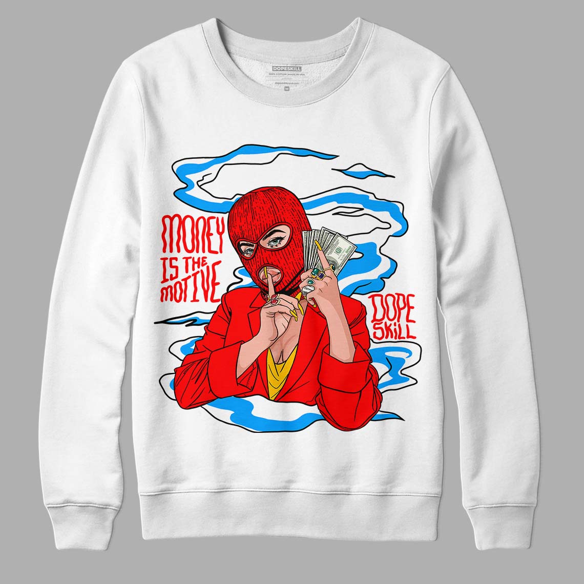 Fruity Pebbles Dunks DopeSkill Sweatshirt Money Is The Motive Graphic - White