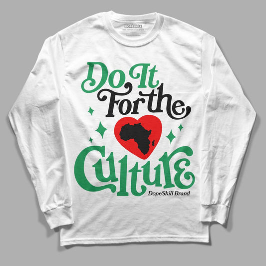 Jordan 1 Low Lucky Green DopeSkill Long Sleeve T-Shirt Do It For The Culture Graphic Streetwear - White