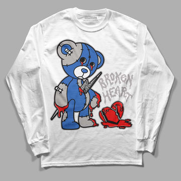 True Blue 1s DopeSkill Long Sleeve T-Shirt Broken Heart Graphic - White