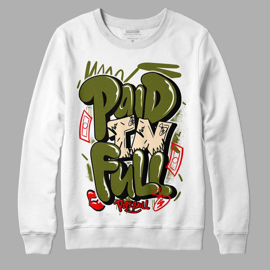 Travis Scott x Jordan 1 Low OG “Olive” DopeSkill Sweatshirt New Paid In Full Graphic Streetwear - White