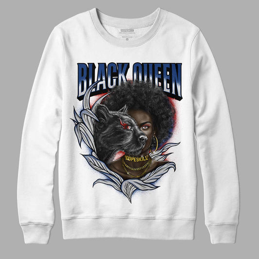 French Blue 13s DopeSkill Sweatshirt New Black Queen Graphic - White 