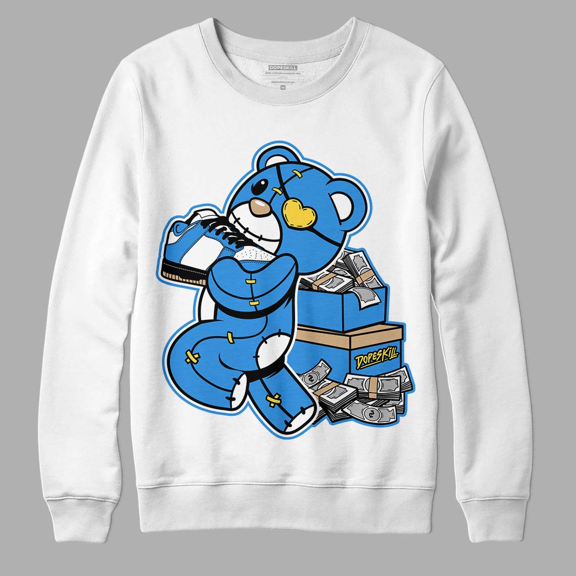 SB Dunk Low Homer DopeSkill Sweatshirt Bear Steals Sneaker Graphic - White