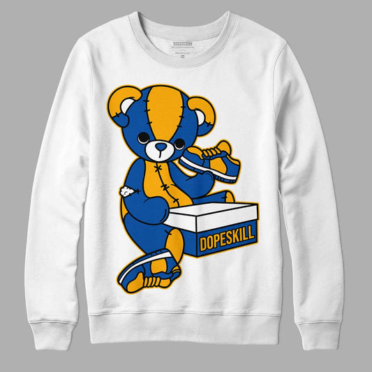 Dunk Blue Jay and University Gold DopeSkill Sweatshirt Sneakerhead BEAR Graphic Streetwear - White