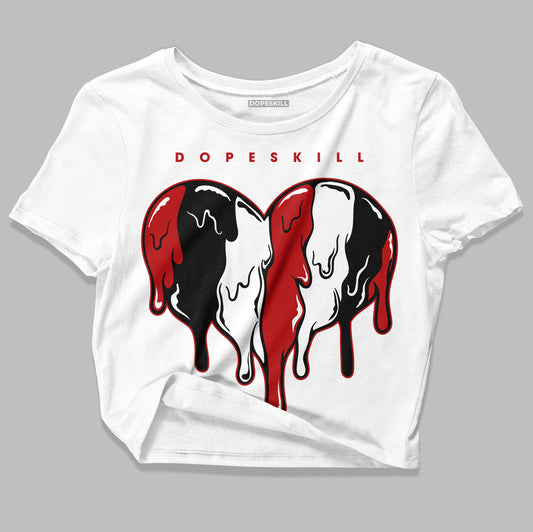 Playoffs 13s DopeSkill Women's Crop Top Slime Drip Heart Graphic - White 