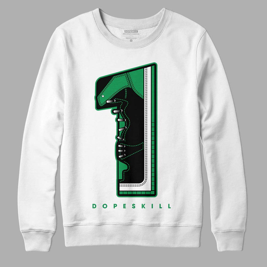 Jordan 1 Low Lucky Green DopeSkill Sweatshirt No.1 Graphic Streetwear - White
