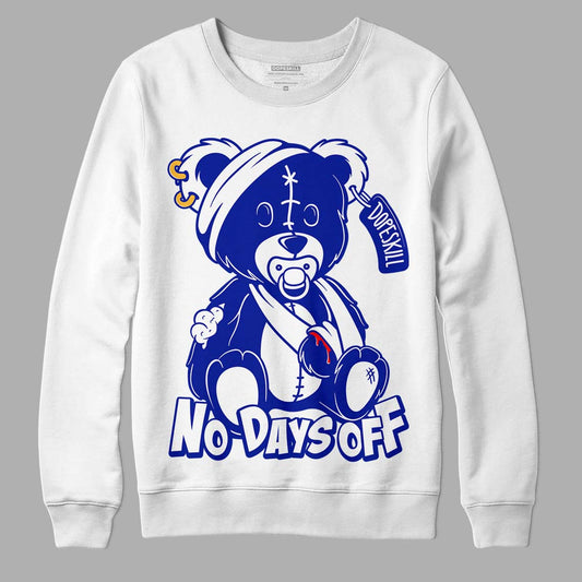 Racer Blue White Dunk Low DopeSkill Sweatshirt Hurt Bear Graphic - White 