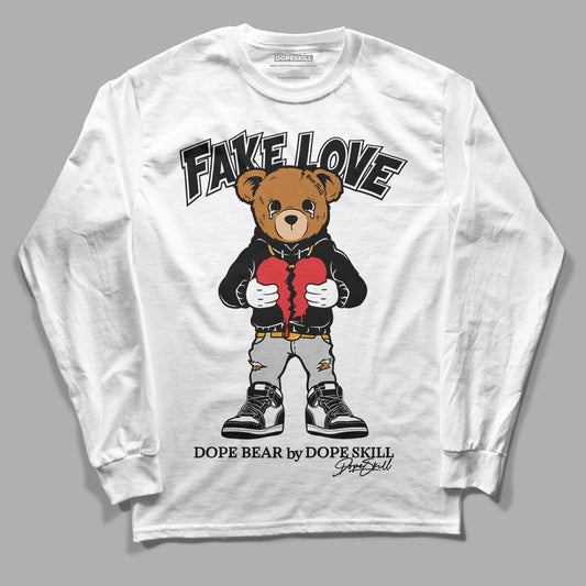 Jordan 1 High 85 Black White DopeSkill Long Sleeve T-Shirt Fake Love Graphic Streetwear - White 