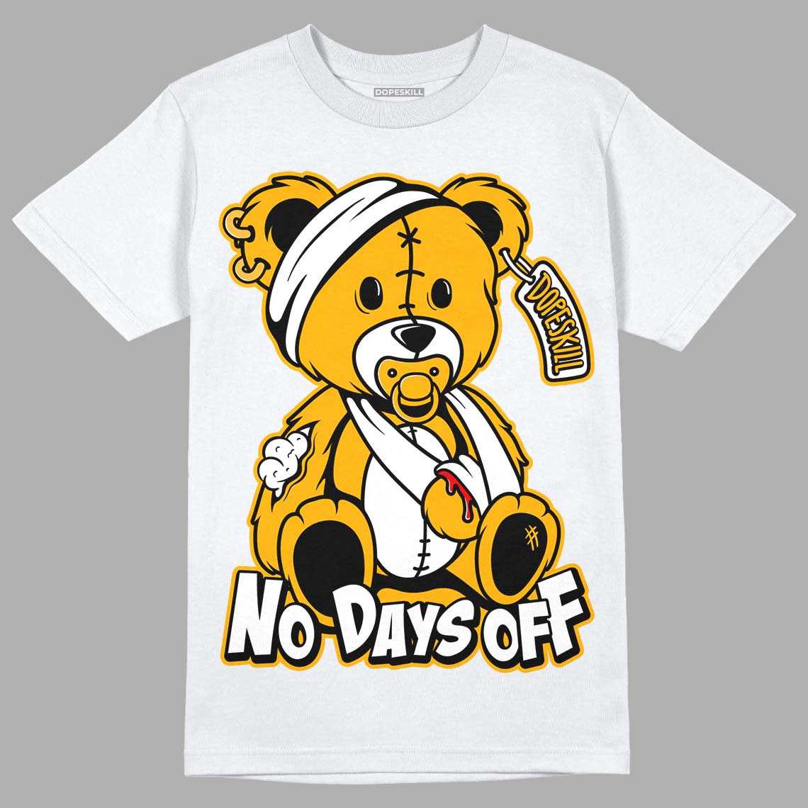 Goldenrod Dunk DopeSkill T-Shirt Hurt Bear Graphic - White 