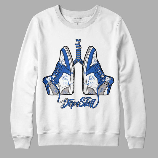 True Blue 1s DopeSkill Sweatshirt Breathe Graphic - White