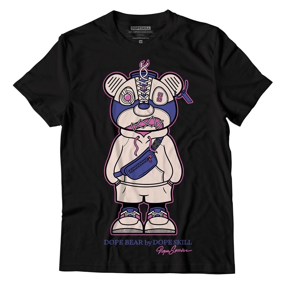 Jordan 7 SE Sapphire DopeSkill T-Shirt Sneaker Bear Graphic - Black 