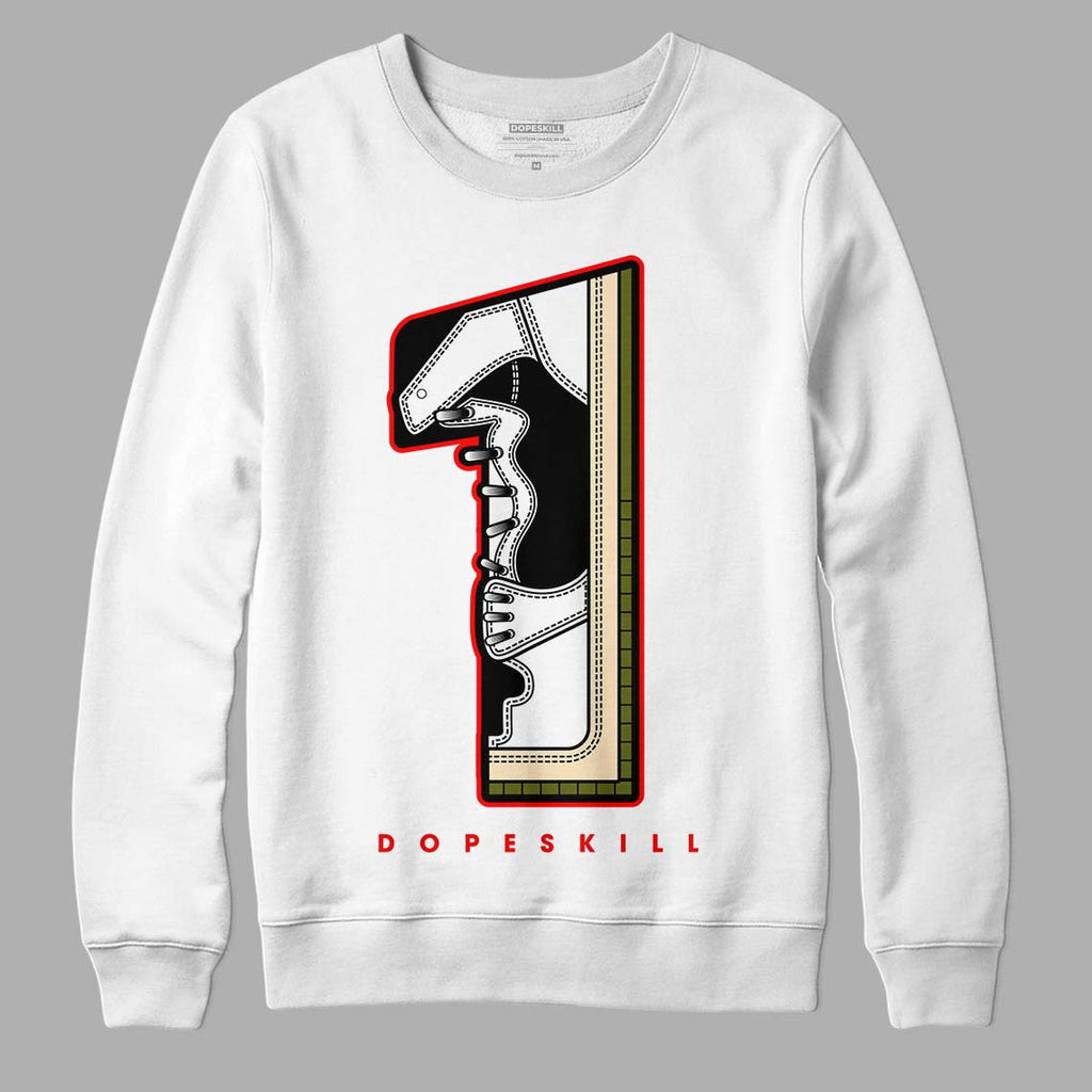 Travis Scott x Jordan 1 Low OG “Olive” DopeSkill Sweatshirt No.1 Graphic Streetwear - White