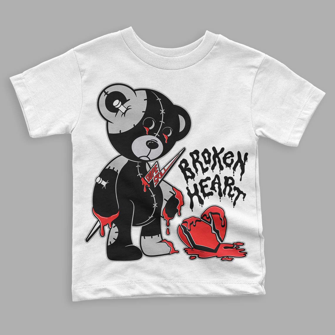 Black Metallic Chrome 6s DopeSkill Toddler Kids T-shirt Broken Heart Graphic - White