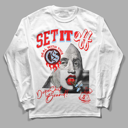 Cherry 11s DopeSkill Long Sleeve T-Shirt New Set It Off Graphic - White