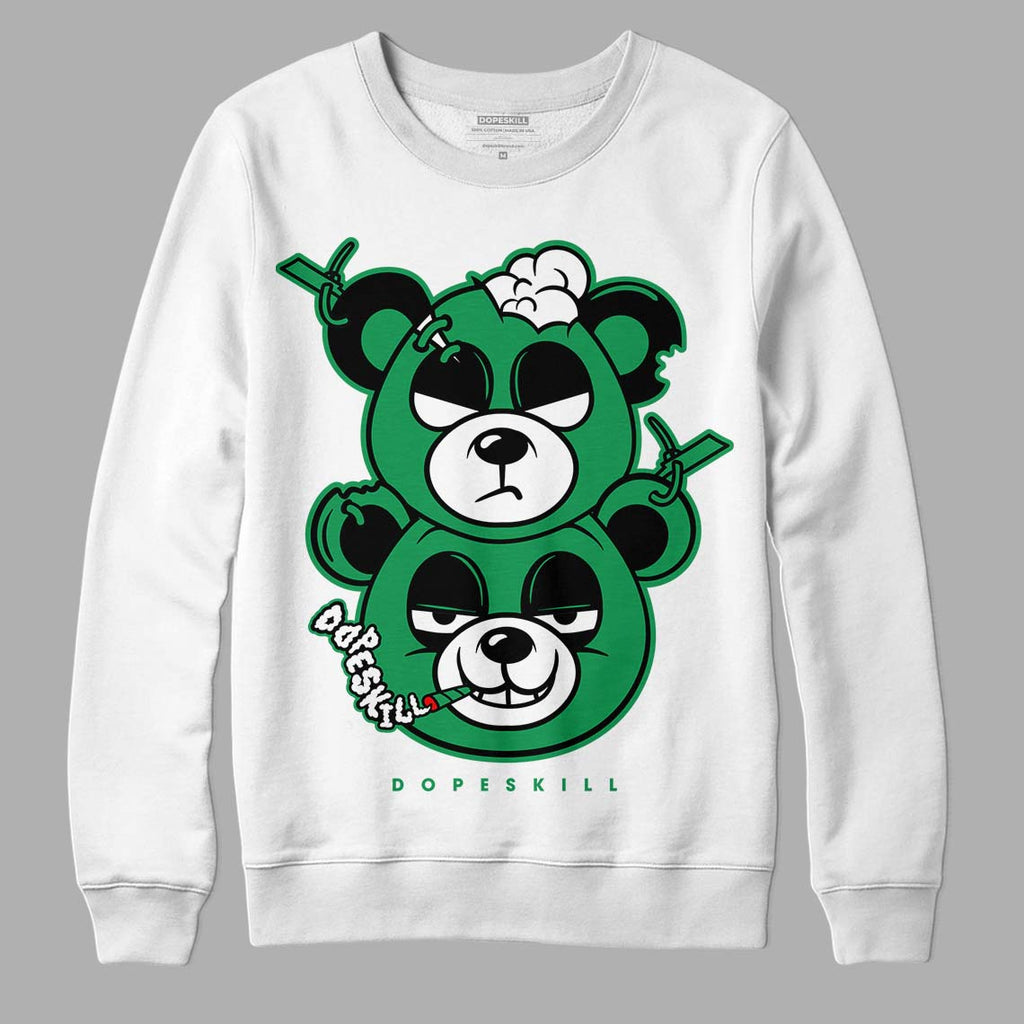 Jordan 1 Low Lucky Green DopeSkill Sweatshirt New Double Bear Graphic Streetwear - White