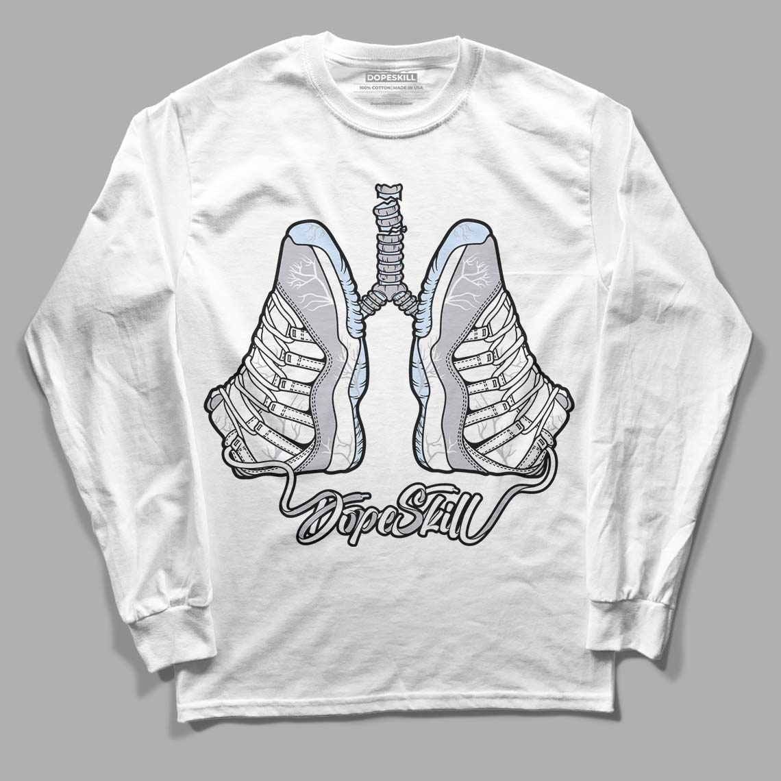 Jordan 11 Retro Low Cement Grey DopeSkill Long Sleeve T-Shirt Breathe Graphic Streetwear - White